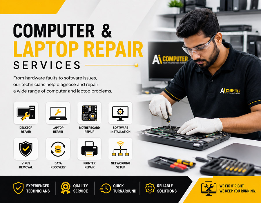Technician repairing a laptop motherboard